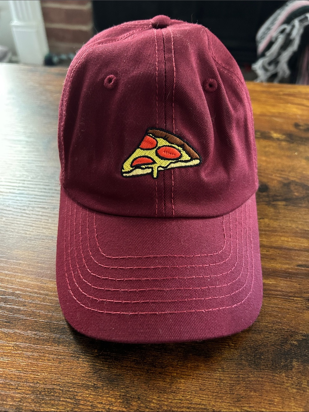 Adults’ Maroon Pizza Baseball Cap